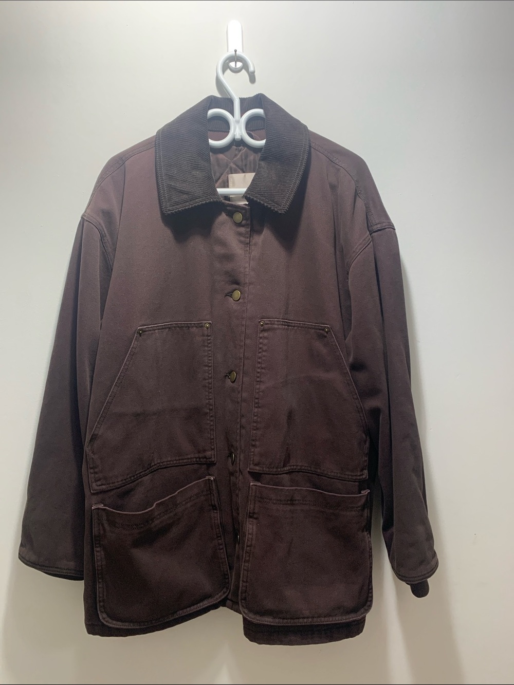 A&F Brown Workwear Jacket with Corduroy Collar